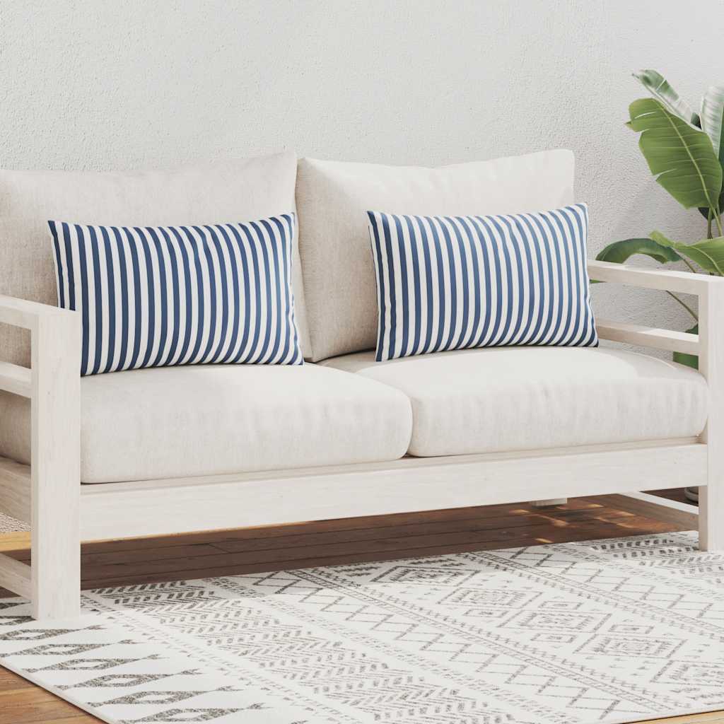 Gartenkissen 2 Stk. Streifenmuster 60 x 40 cm Marineblau