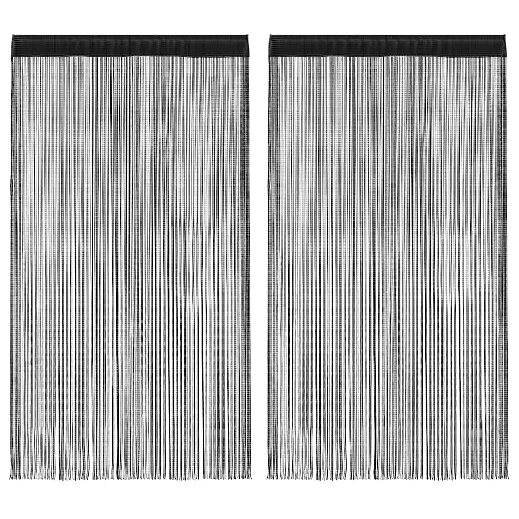 Fadenvorhänge 2 Stk. 100 x 250 cm Schwarz