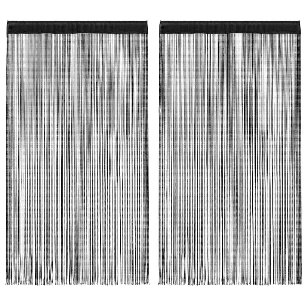 Fadenvorhänge 2 Stk. 140 x 250 cm Schwarz