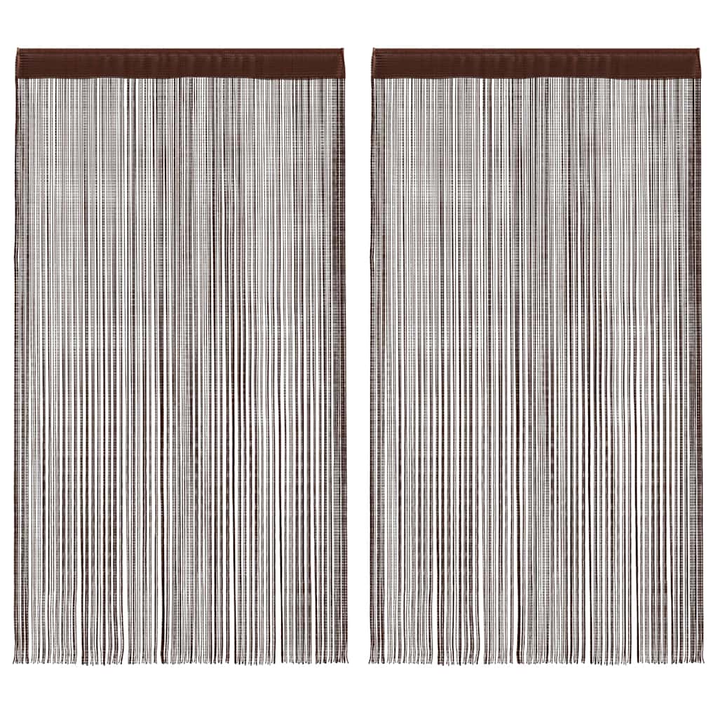 Fadenvorhänge 2 Stk. 140 x 250 cm Braun