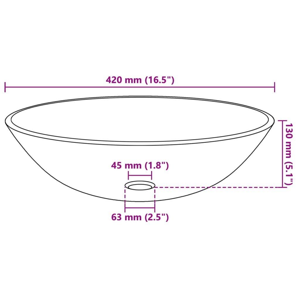 Waschbecken Hartglas 42 cm Mattiert