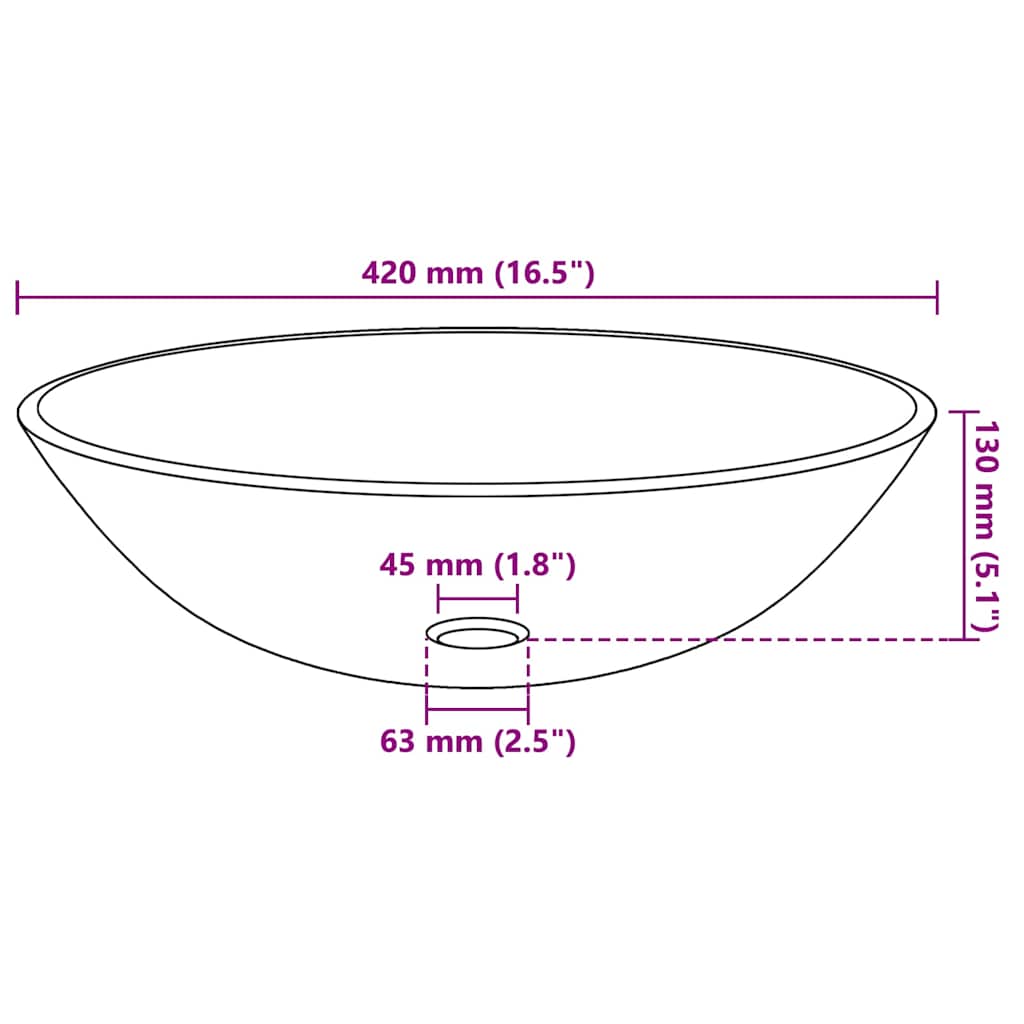 Waschbecken Hartglas 42 cm braun