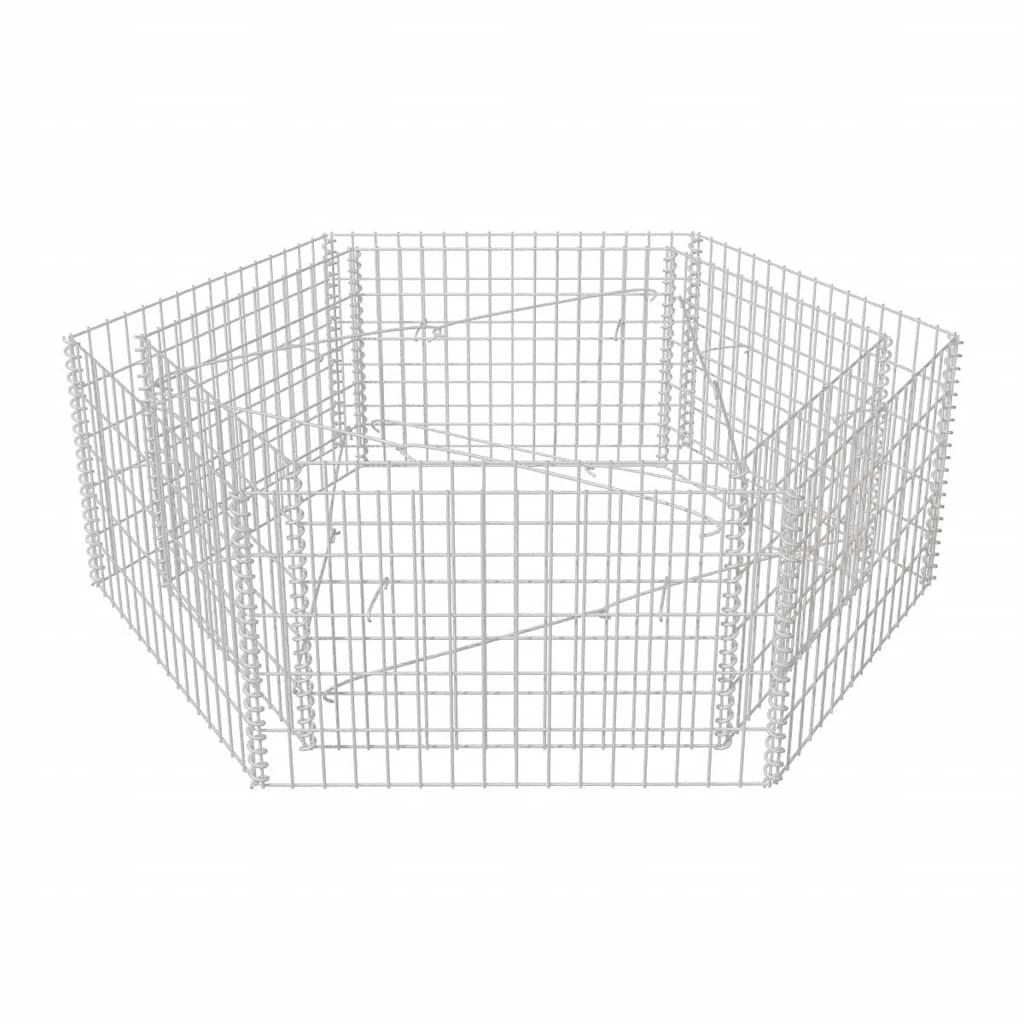Jardinière surélevée hexagonale en gabion 160×140×50 cm
