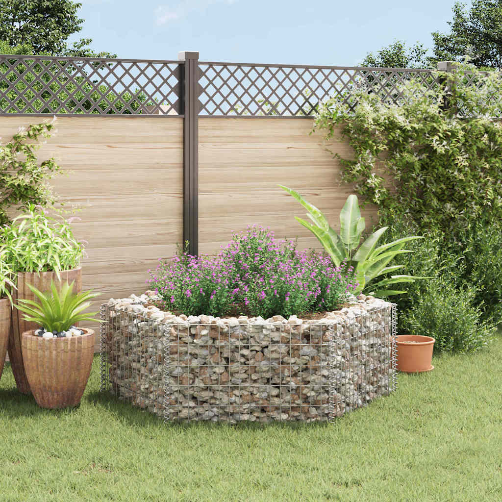 Jardinière surélevée hexagonale en gabion 160×140×50 cm
