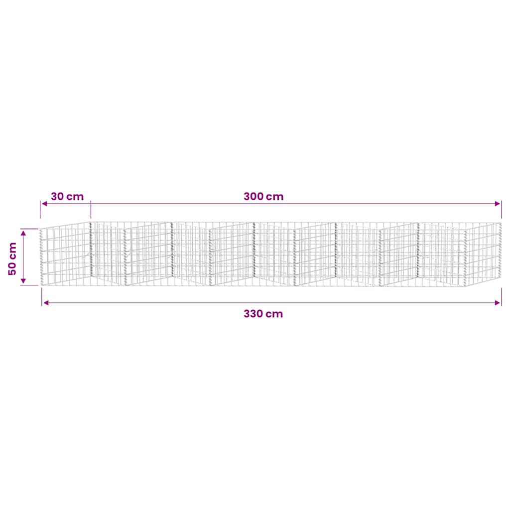 Gabionenkorb Pflanzkasten Gemüse-Hochbeet Stahl 300×30×50 cm