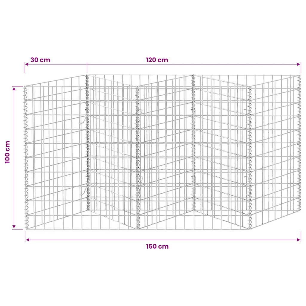 Gabionenkorb Pflanzkasten Gemüse-Hochbeet Stahl 120×30×100 cm