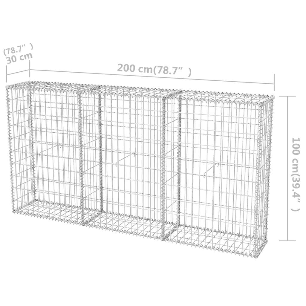 Gabionenkorb Stahl 200×30×100 cm