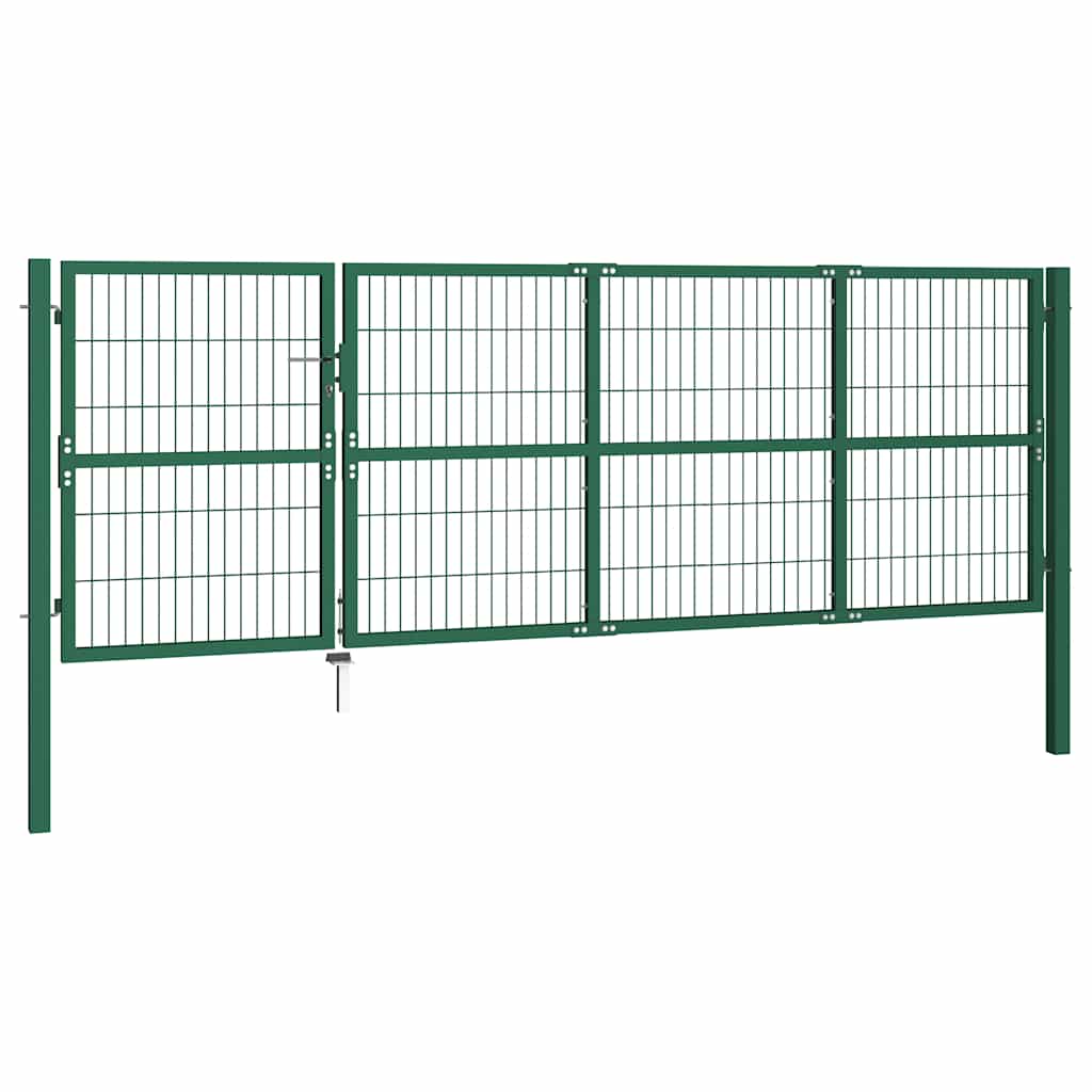 Gartentor mit Pfosten 350x120 cm Stahl Grün