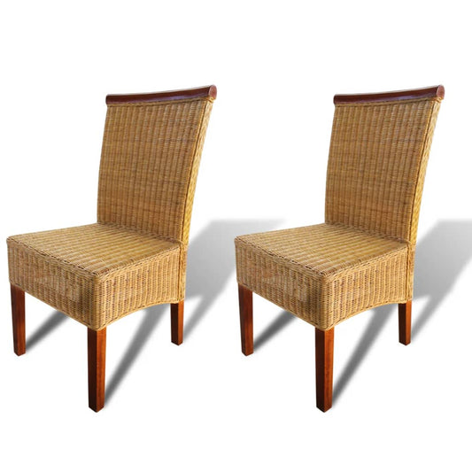 Dining room chairs 2 pcs. Brown natural rattan