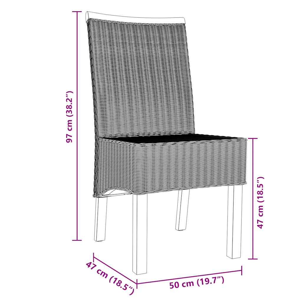 Dining room chairs 2 pcs. Brown natural rattan