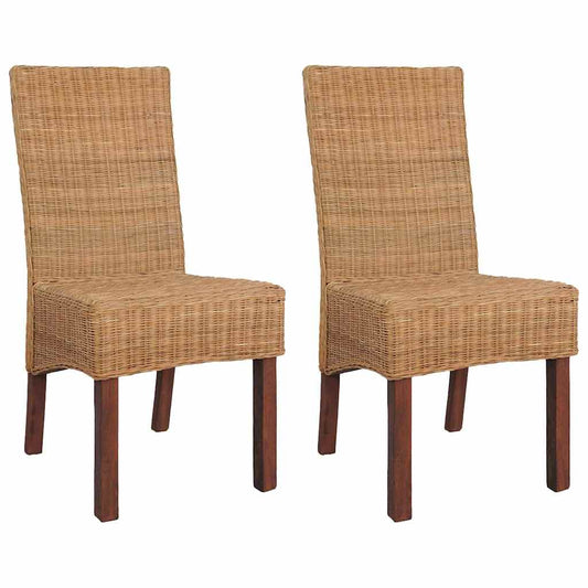 Dining Chairs 2 pcs. Brown Natural Rattan