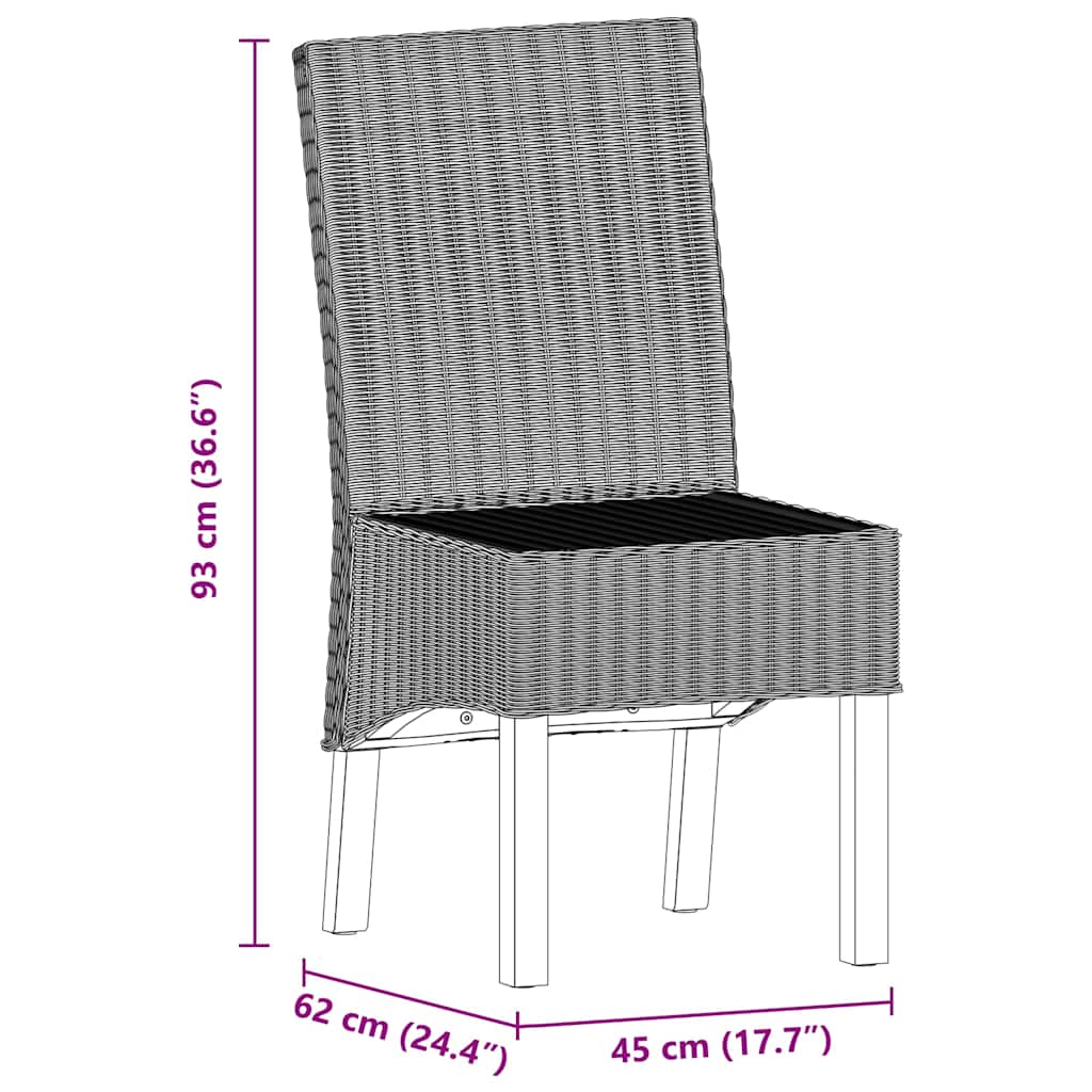 Dining Chairs 2 pcs. Brown Natural Rattan