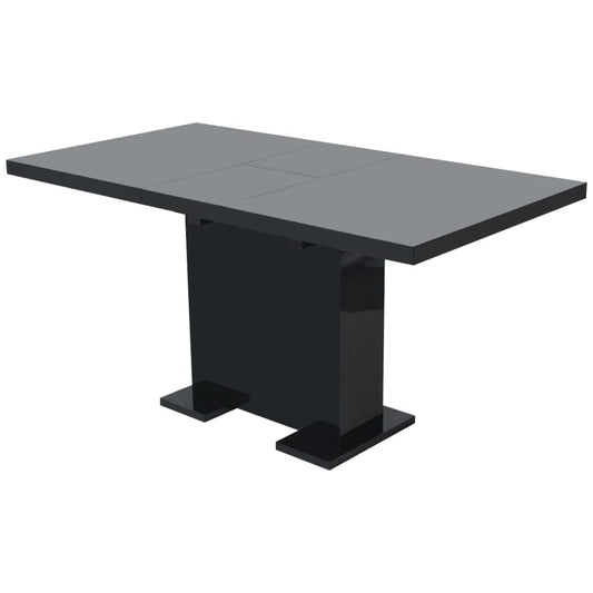 Extendable dining table in high-gloss black