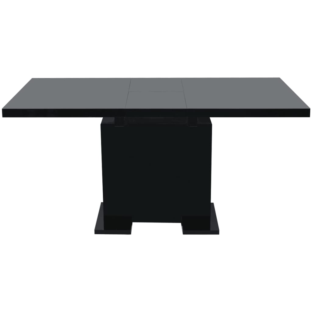 Extendable dining table in high-gloss black