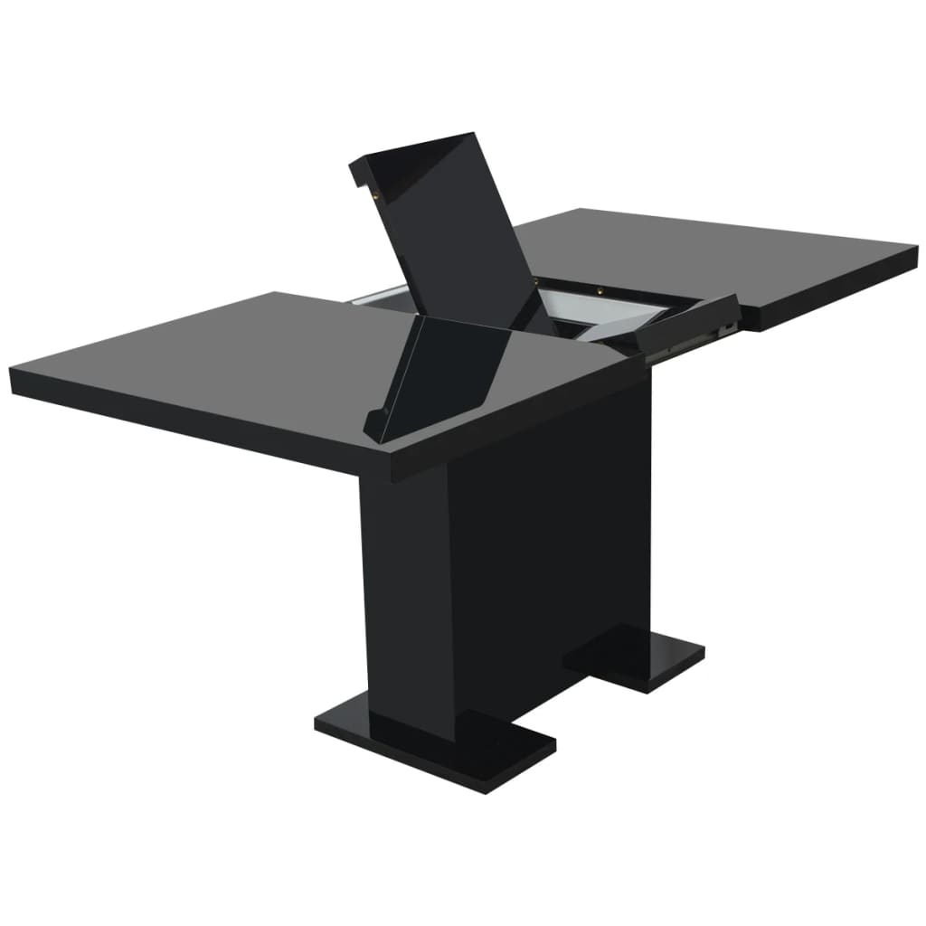 Extendable dining table in high-gloss black
