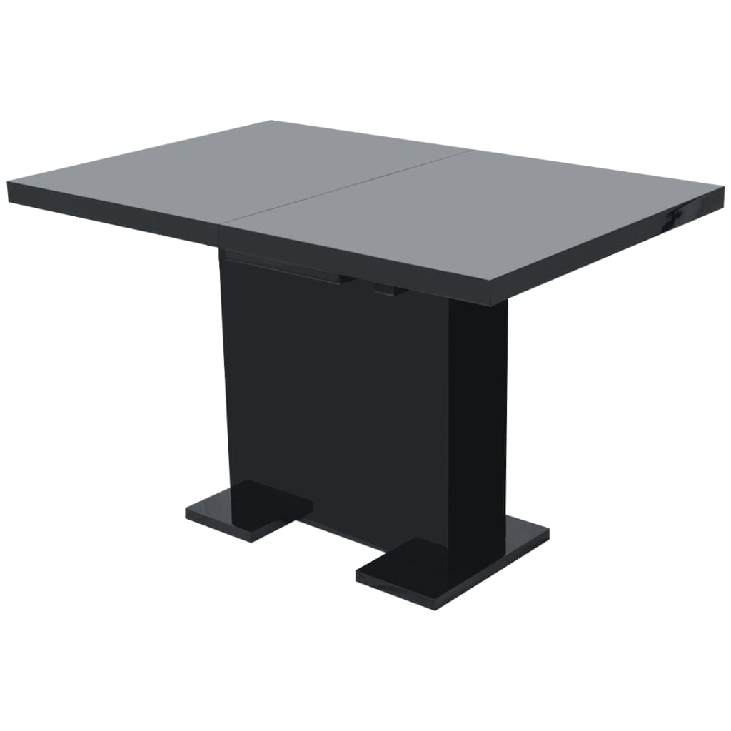 Extendable dining table in high-gloss black