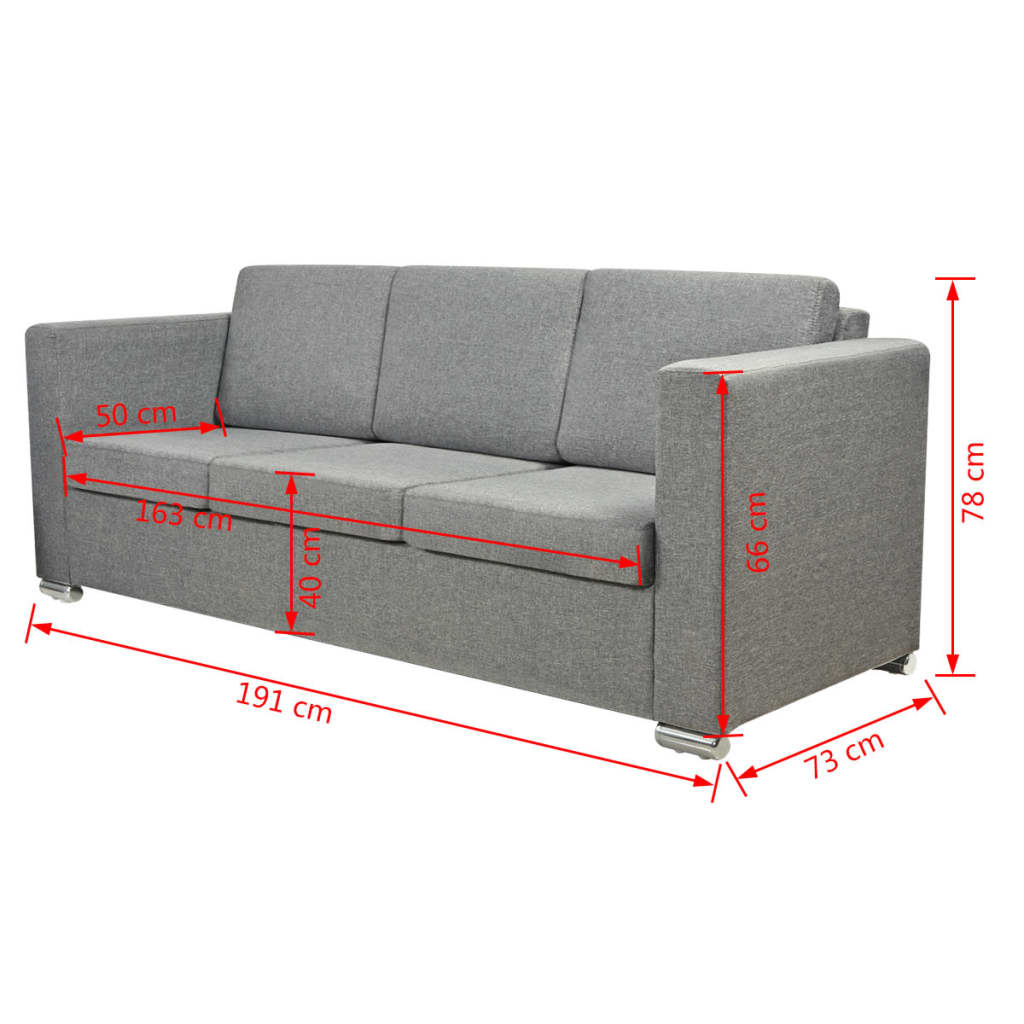 3-Sitzer-Sofa Stoff Hellgrau