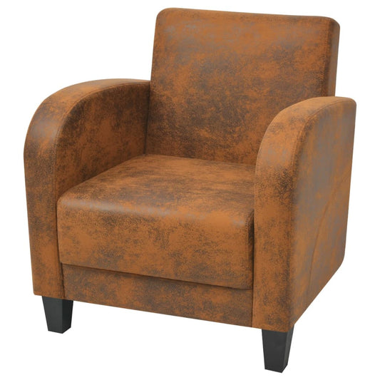 Fauteuil en daim marron