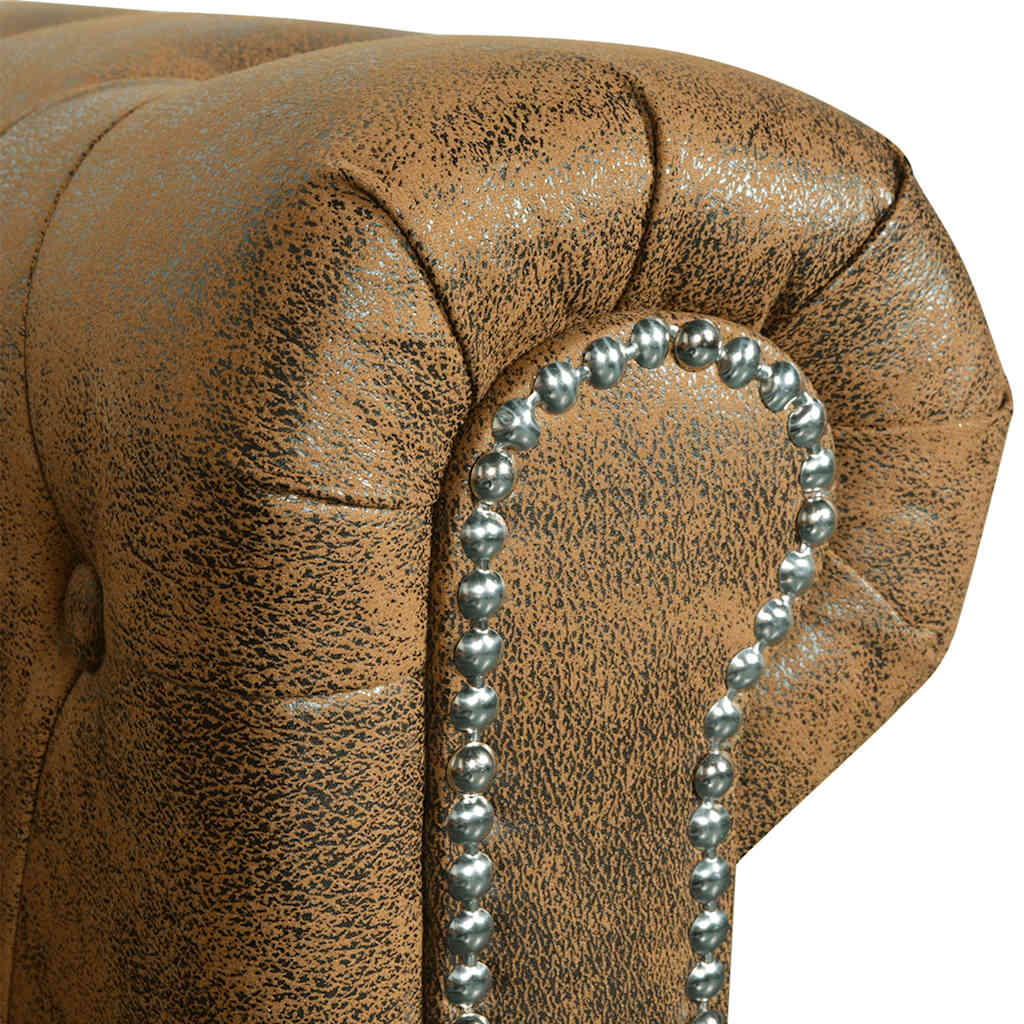 Chesterfield-Sofa 3-Sitzer Kunstleder Braun