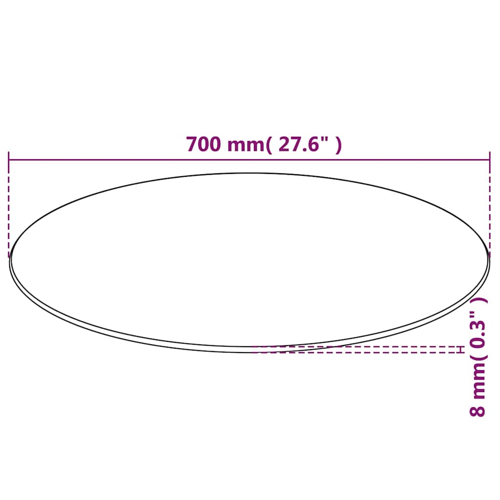 Tischplatte aus gehärtetem Glas rund 700 mm