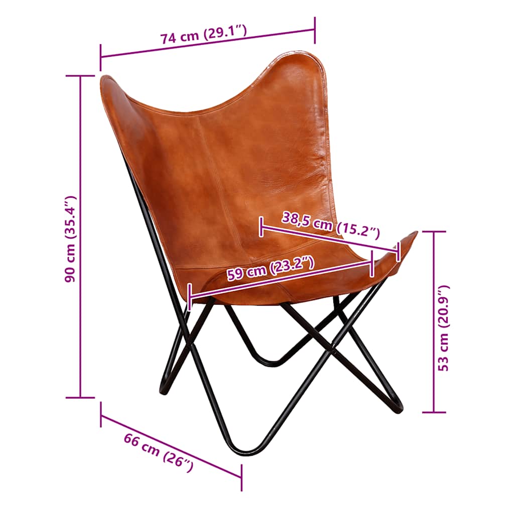 Butterfly-Sessel Braun Echtleder