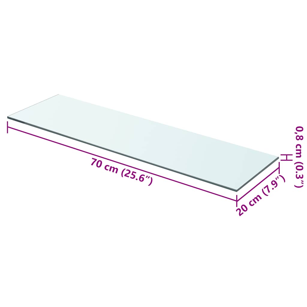 Regalboden Glas Transparent 70 cm x 20 cm