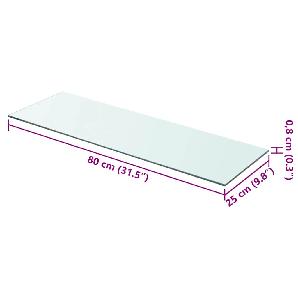Regalboden Glas Transparent 80 cm x 25 cm
