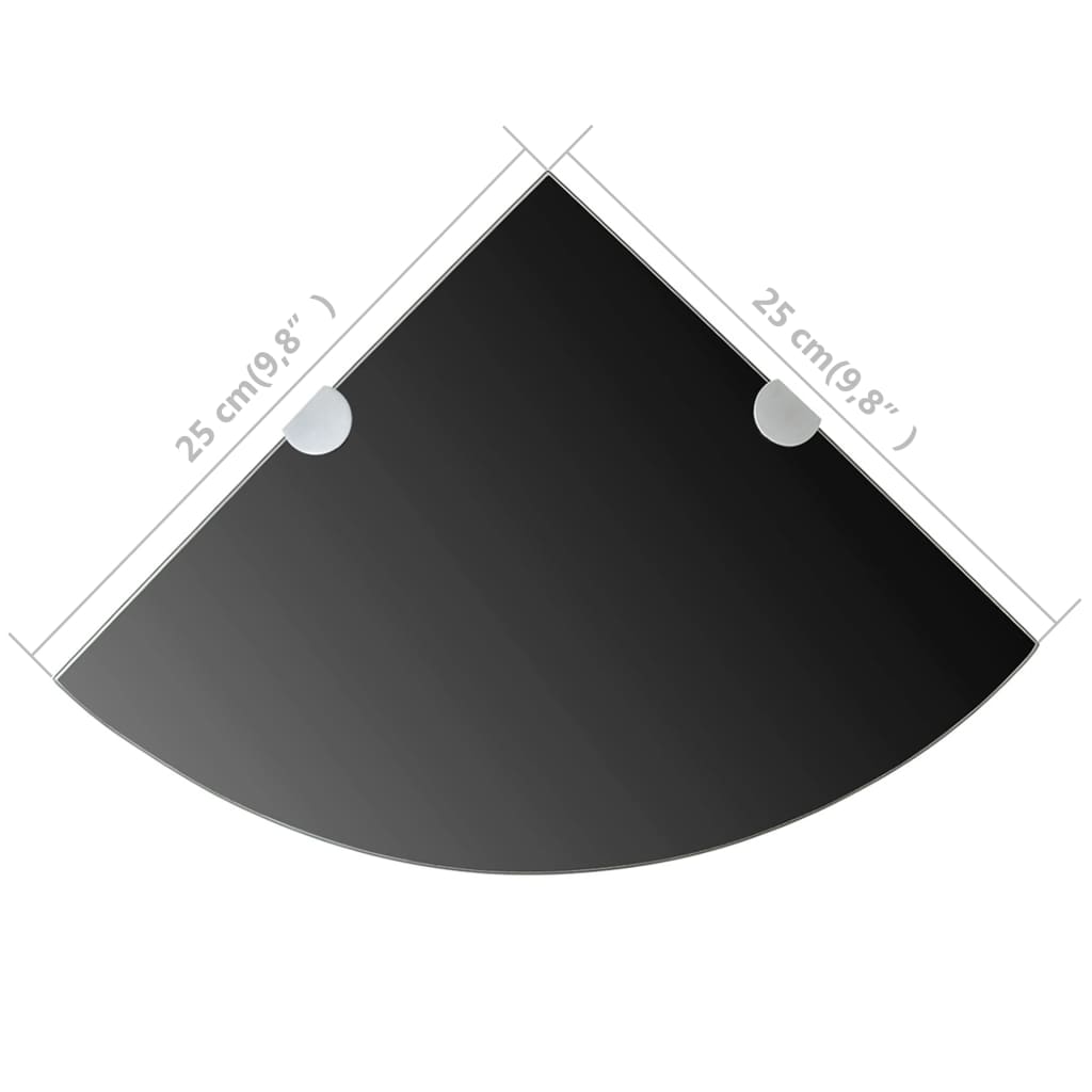 Eckablage mit Verchromten Halterungen Glas Schwarz 25x25 cm