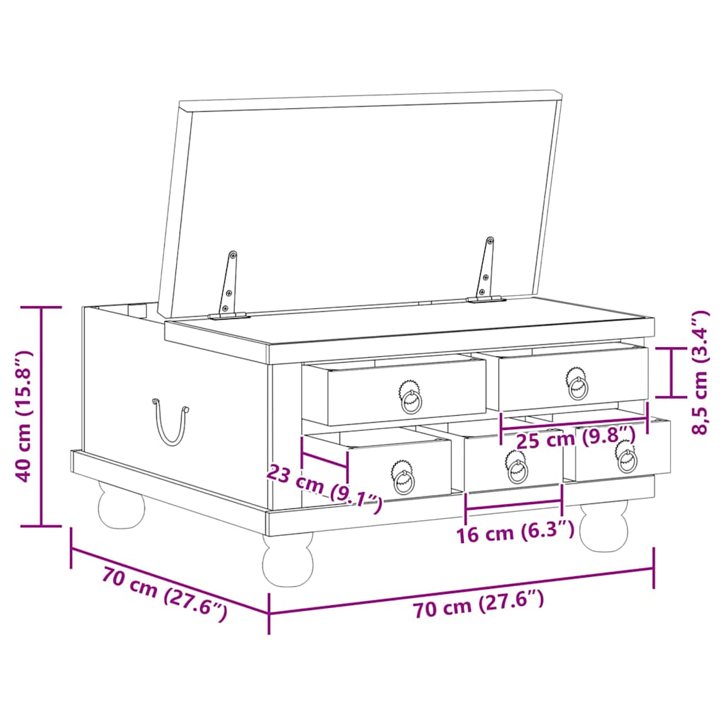 Couchtisch Altholz 70x70x38 cm