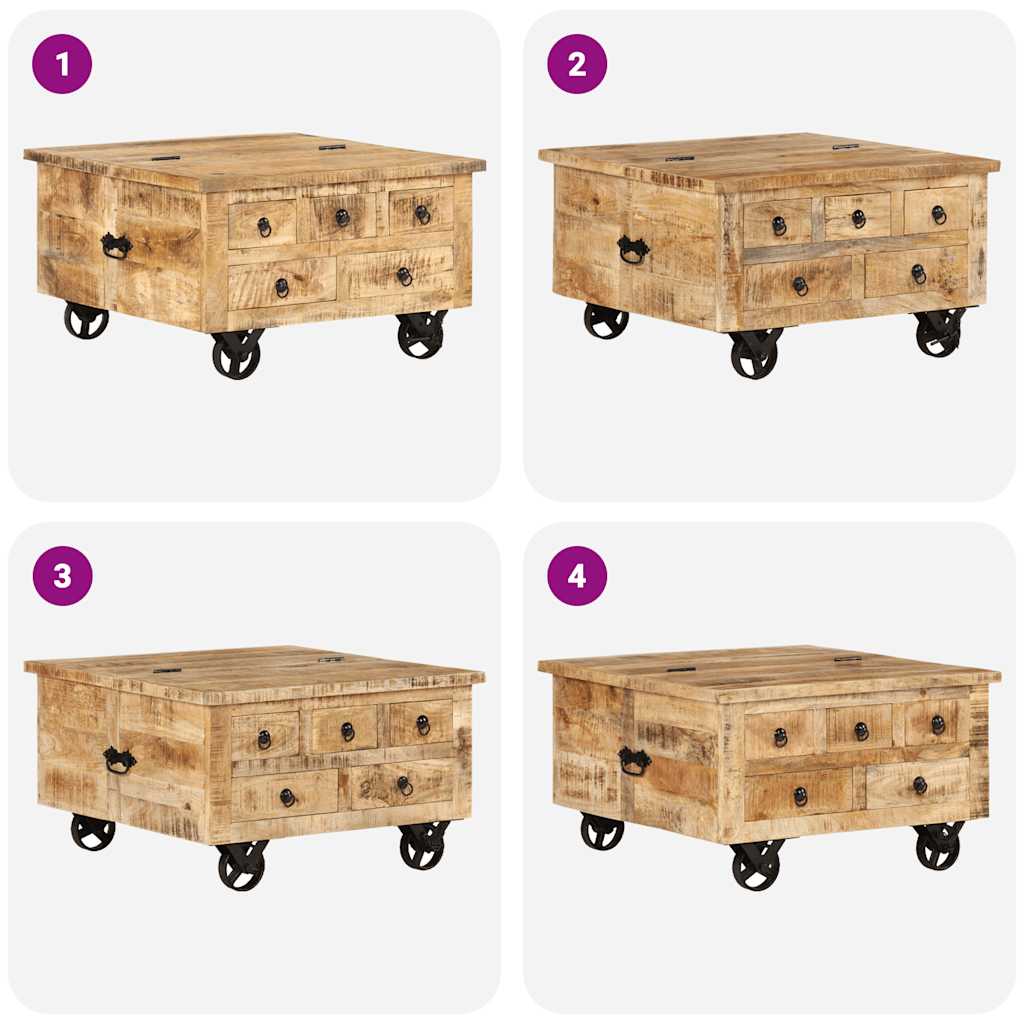 Couchtisch Raues Mangoholz 70x70x40 cm