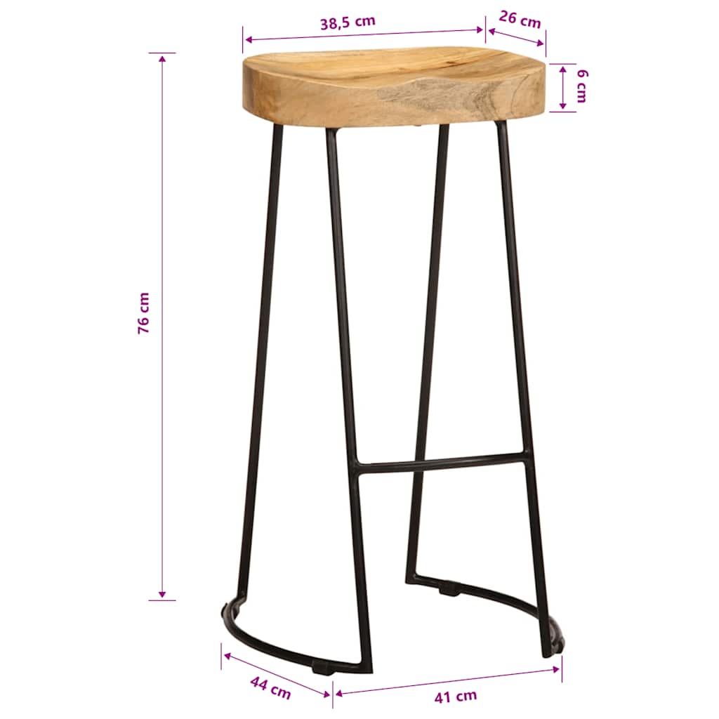 Barhocker 2 Stk. Mango Massivholz