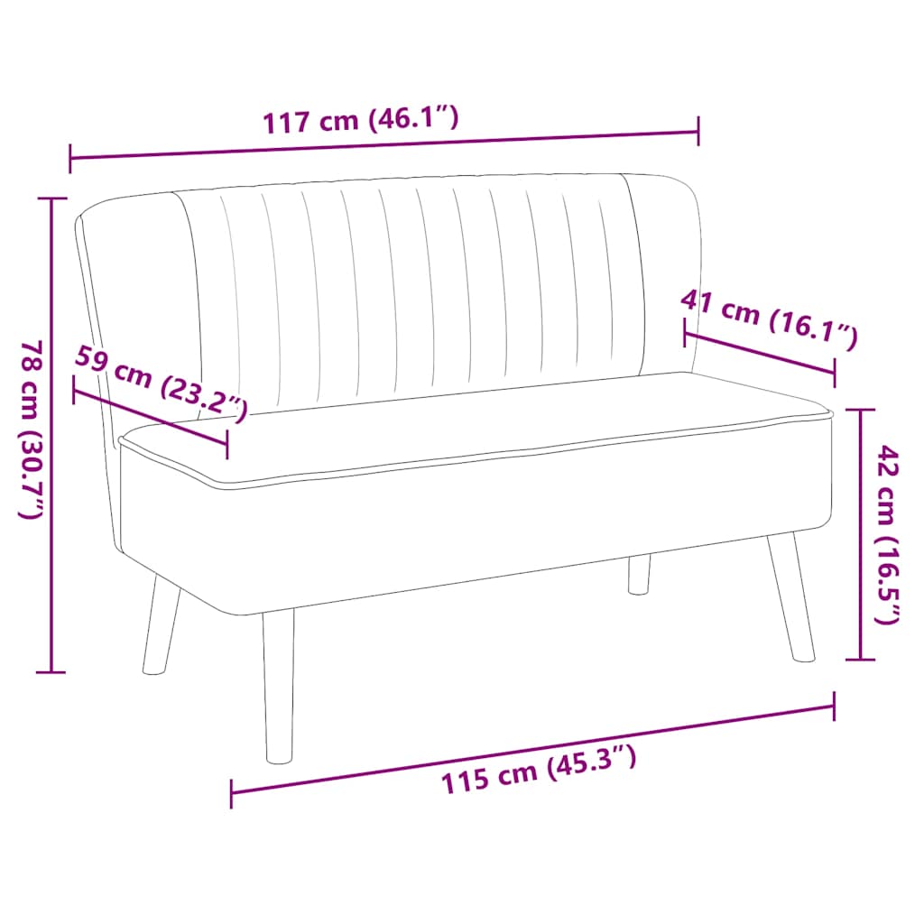 Sofa fabric 117x55.5x77 yellow