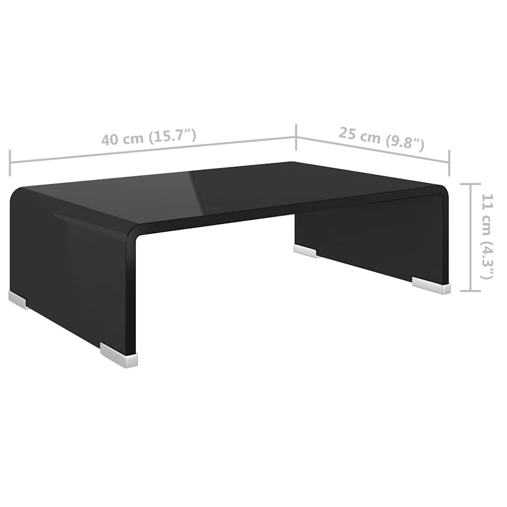 TV-Tisch/Bildschirmerhöhung Glas Schwarz 40x25x11 cm