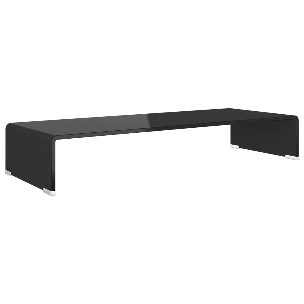 Table TV/rehausseur d'écran en verre noir 80x30x13 cm