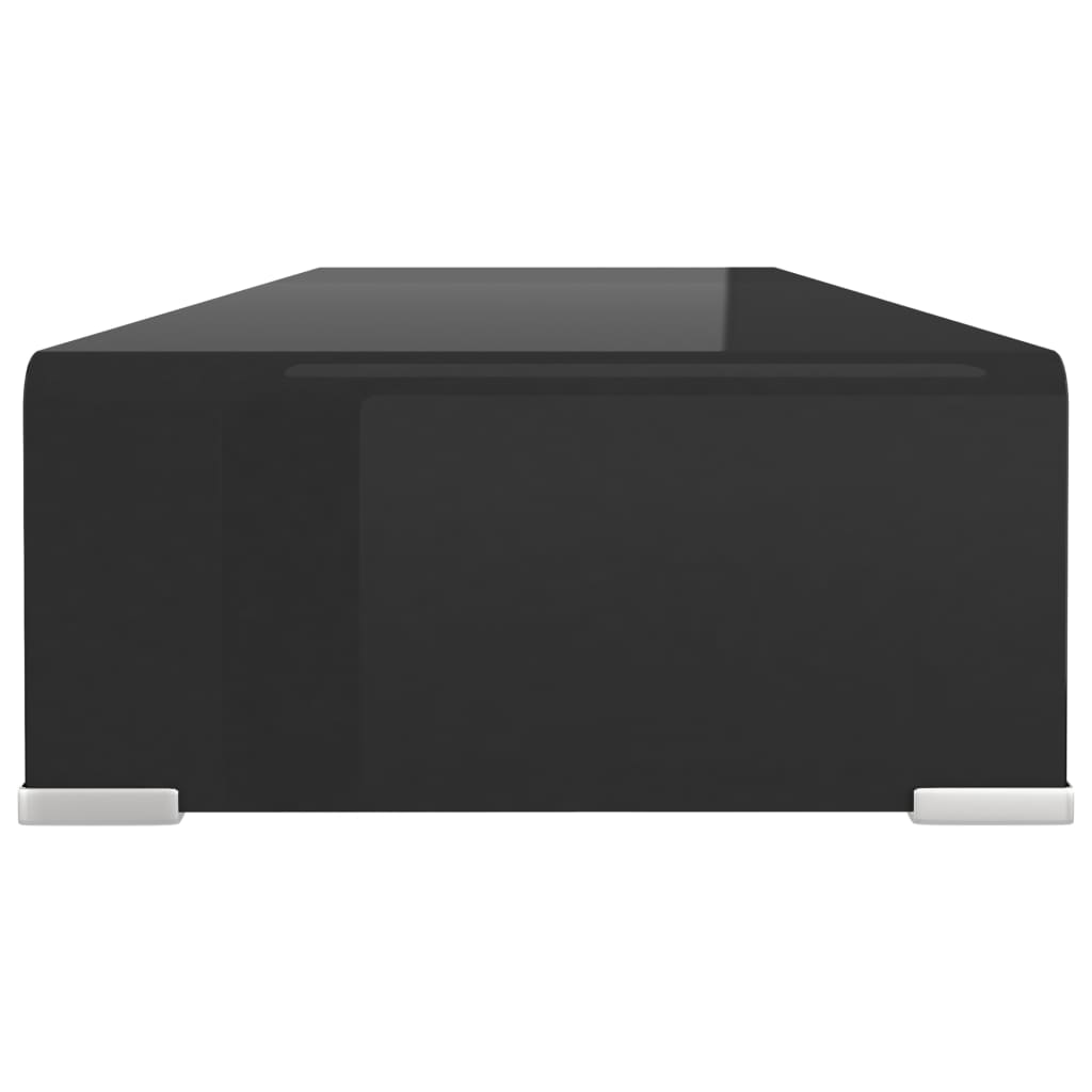 Table TV/rehausseur d'écran en verre noir 80x30x13 cm