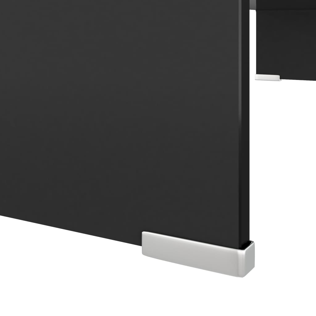Table TV/rehausseur d'écran en verre noir 80x30x13 cm