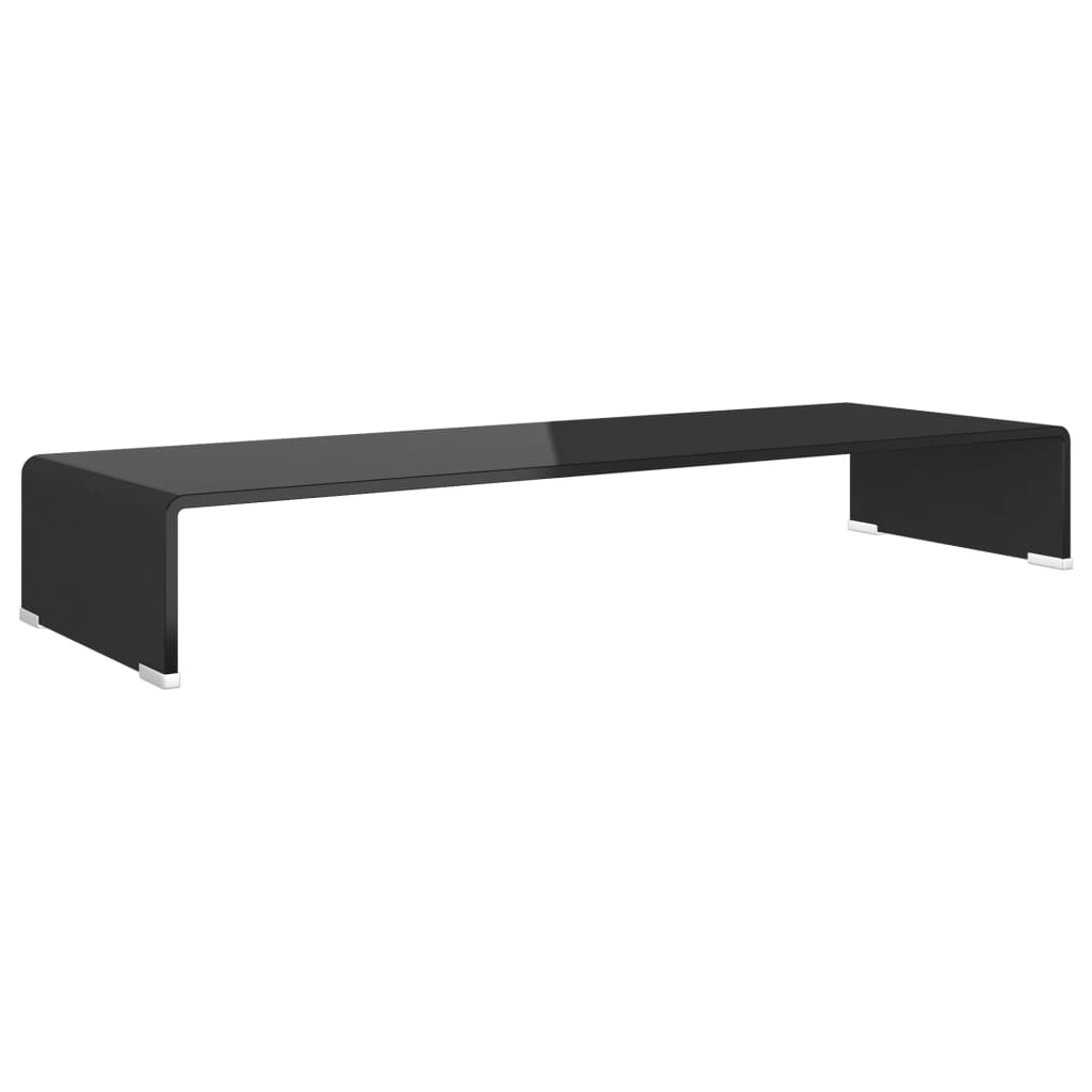 Table TV/rehausseur d'écran en verre noir 90x30x13 cm