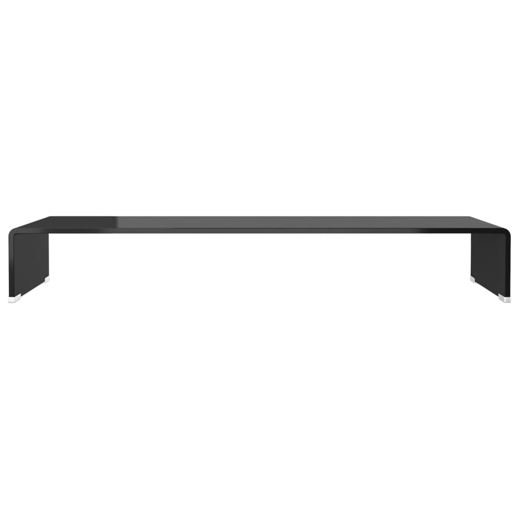 Table TV/rehausseur d'écran en verre noir 90x30x13 cm