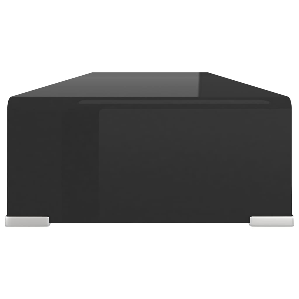Table TV/rehausseur d'écran en verre noir 90x30x13 cm