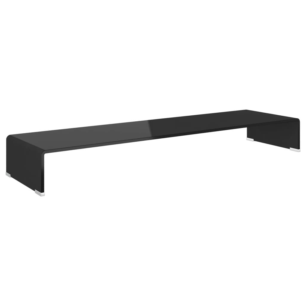 Table TV/rehausseur d'écran en verre noir 110x30x13 cm