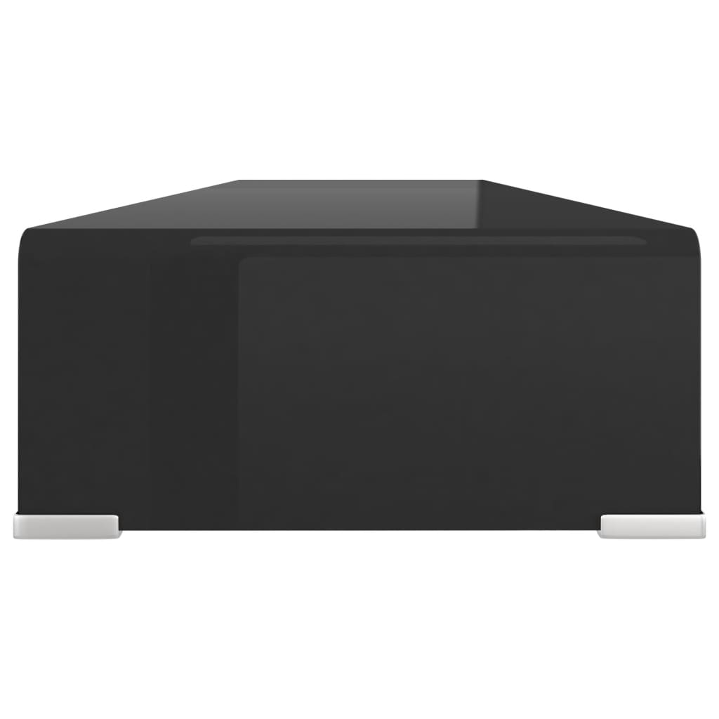 Table TV/rehausseur d'écran en verre noir 110x30x13 cm