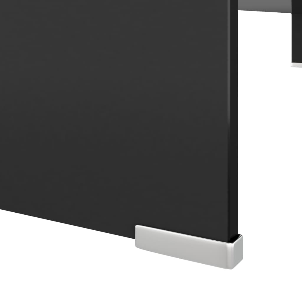 Table TV/rehausseur d'écran en verre noir 110x30x13 cm