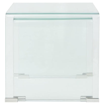 Zweiteiliges Satztisch-Set aus gehärtetem Glas Transparent