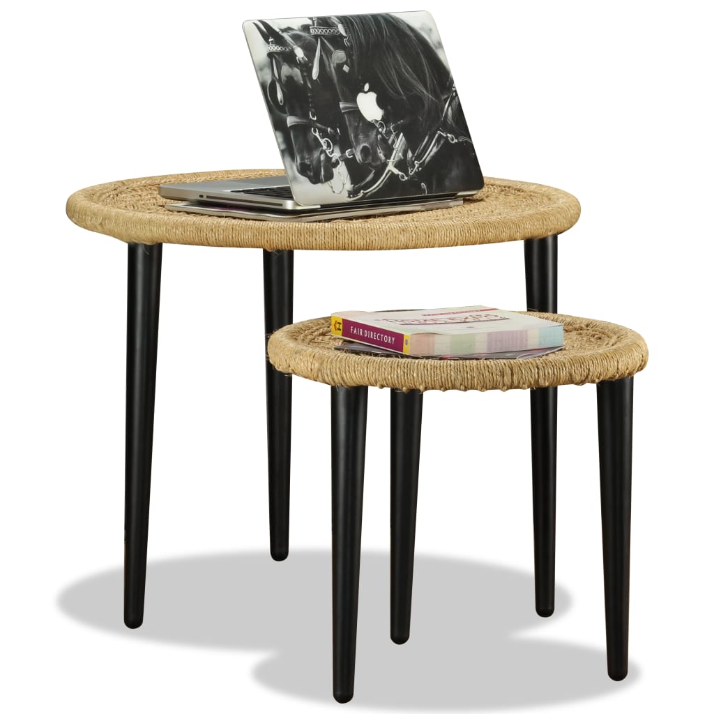 Ensemble de 2 tables basses en jute naturel