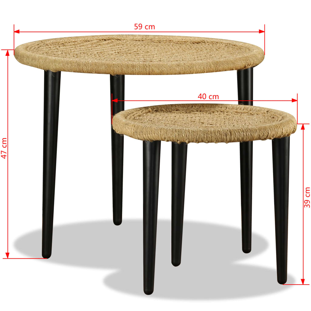 Ensemble de 2 tables basses en jute naturel