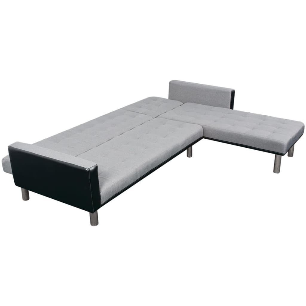 Schlafsofa L-Form Stoff Schwarz und Grau