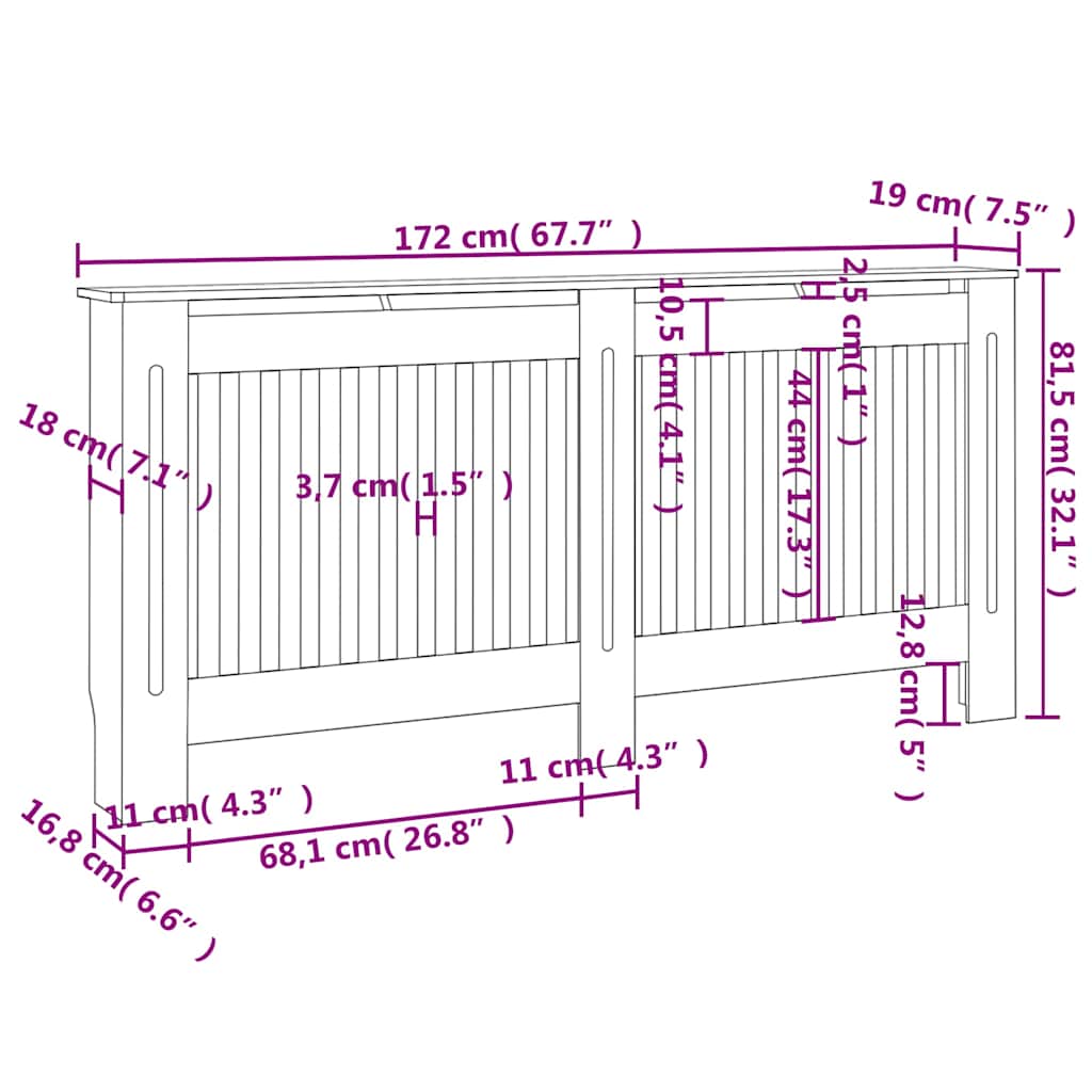 Heizkörperabdeckung Weiß Holzwerkstoff 172 cm