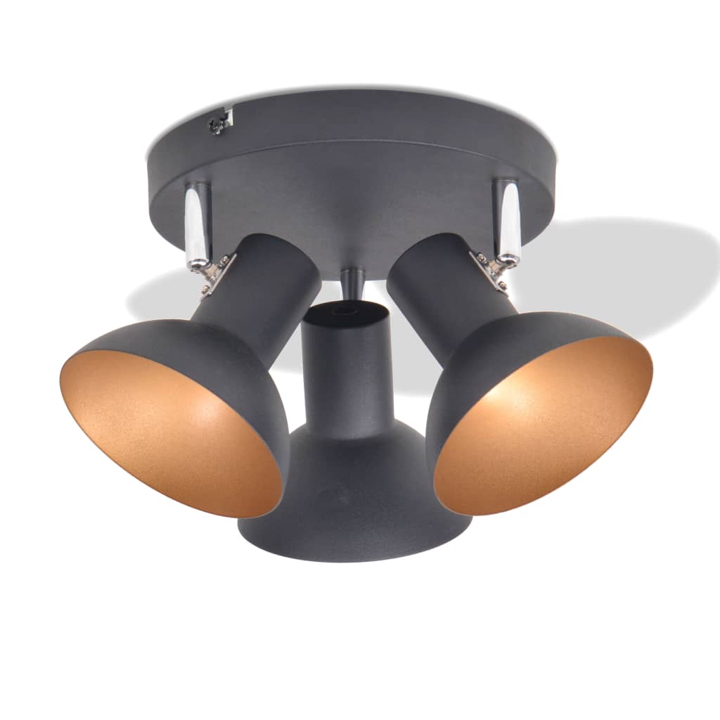 Deckenlampe für 3 Glühbirnen E27 Schwarz und Gold