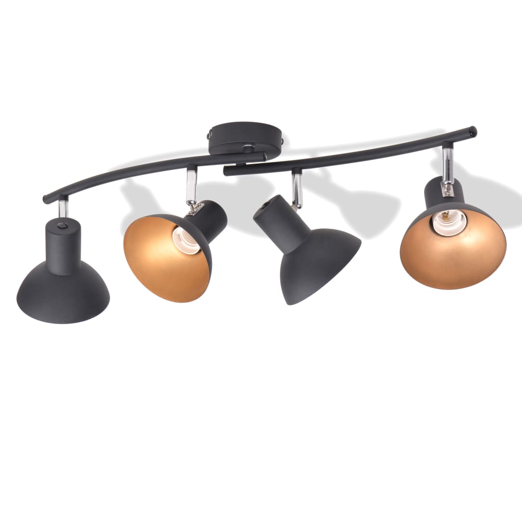 Deckenlampe für 4 Glühbirnen E27 Schwarz und Gold