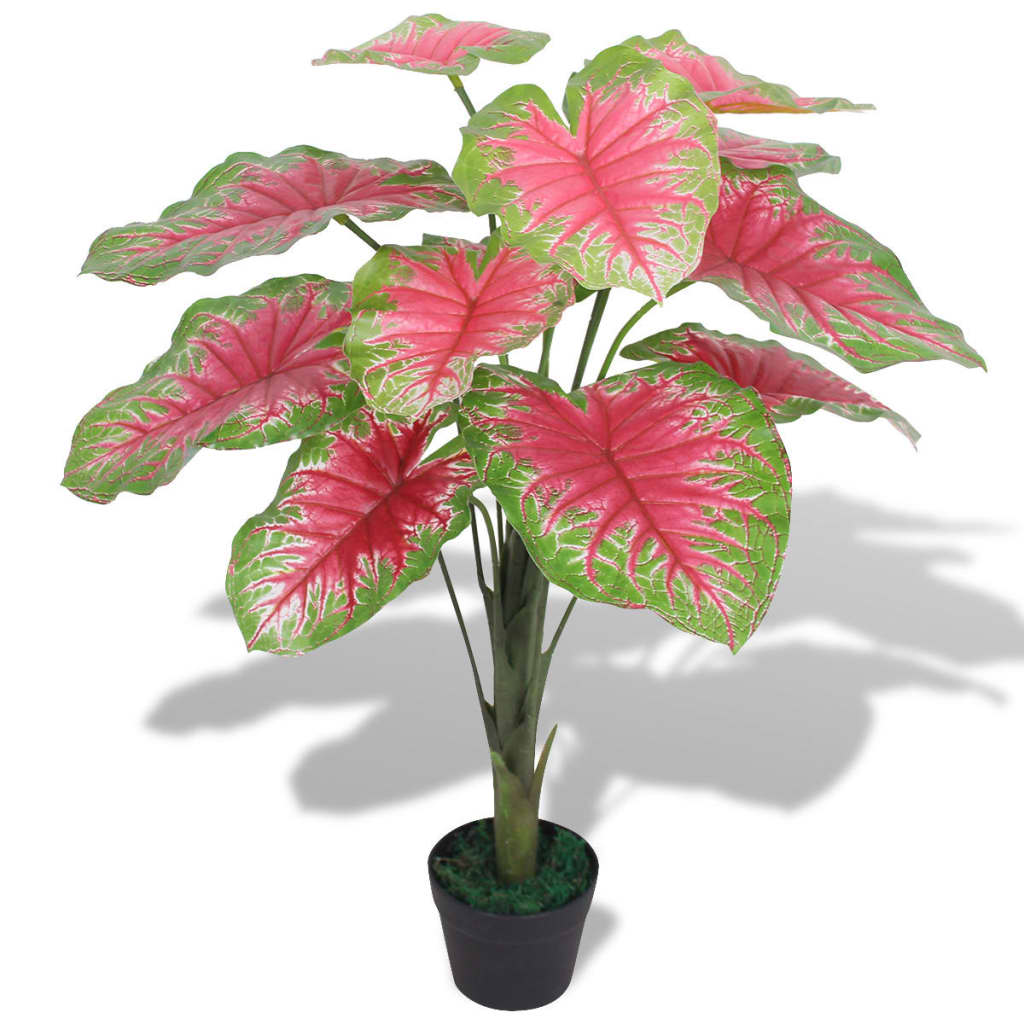 Artificial Caladium plant with pot 85 cm red and green